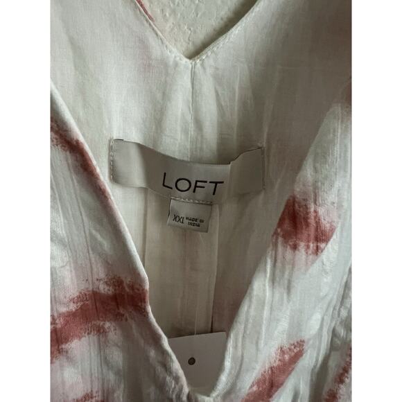 LOFT ANN TAYLOR Dress Star Dye Print Tiered V Neck Size XXL NWT - Picture 4 of 8